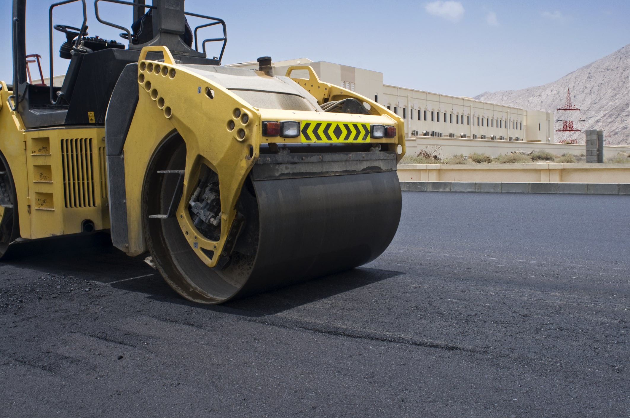 Close up. Works of asphalting in an urban street.