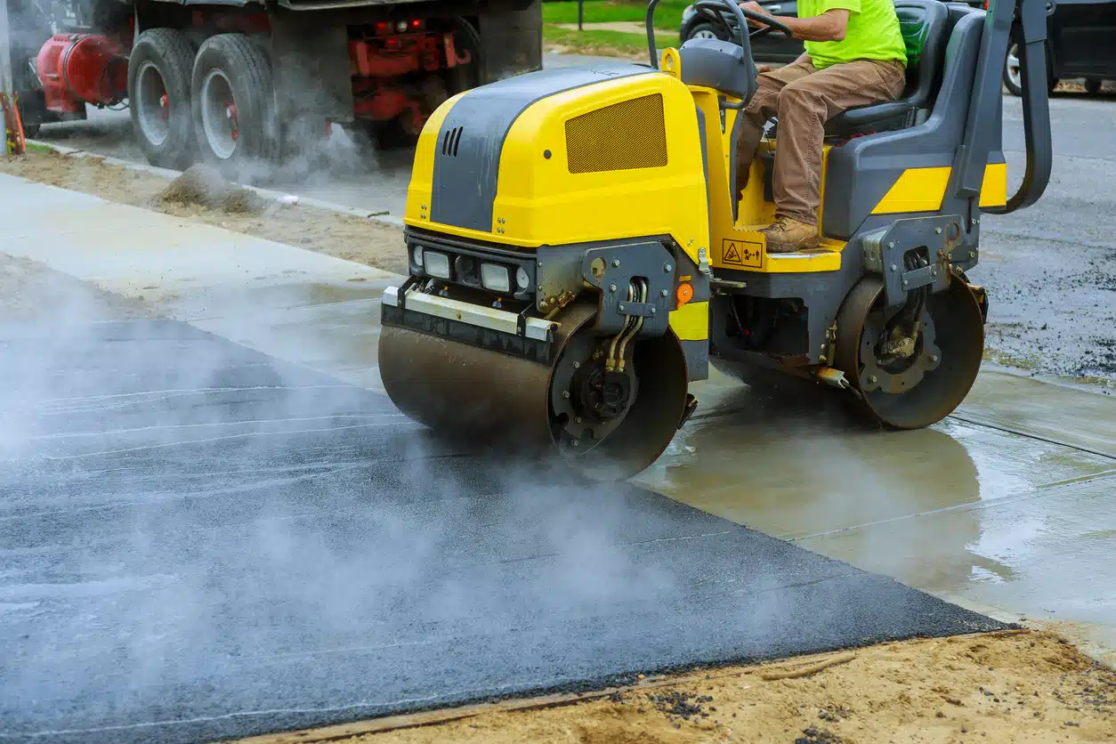 HOME - Elite 2 Asphalting construction works with commercial repair equipment road parking for the car with roller compactor machine